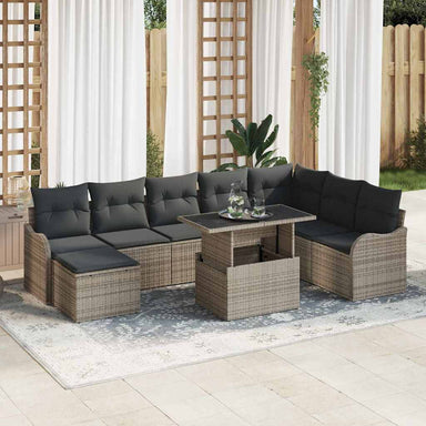 Tuin Sofa Set 9 st Grijs [Synthetisch]: Poly Rattan
