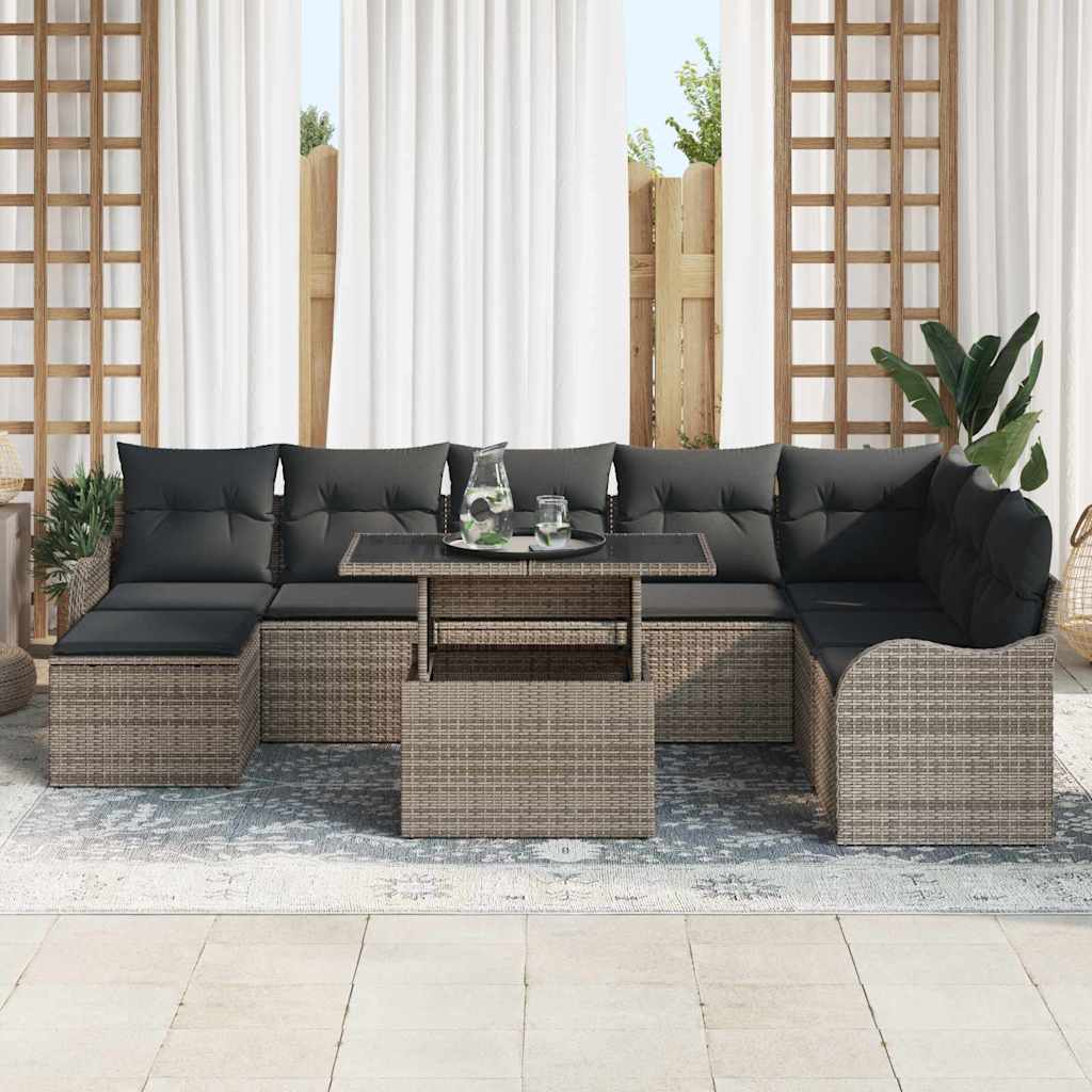 Tuin Sofa Set 9 st Grijs [Synthetisch]: Poly Rattan