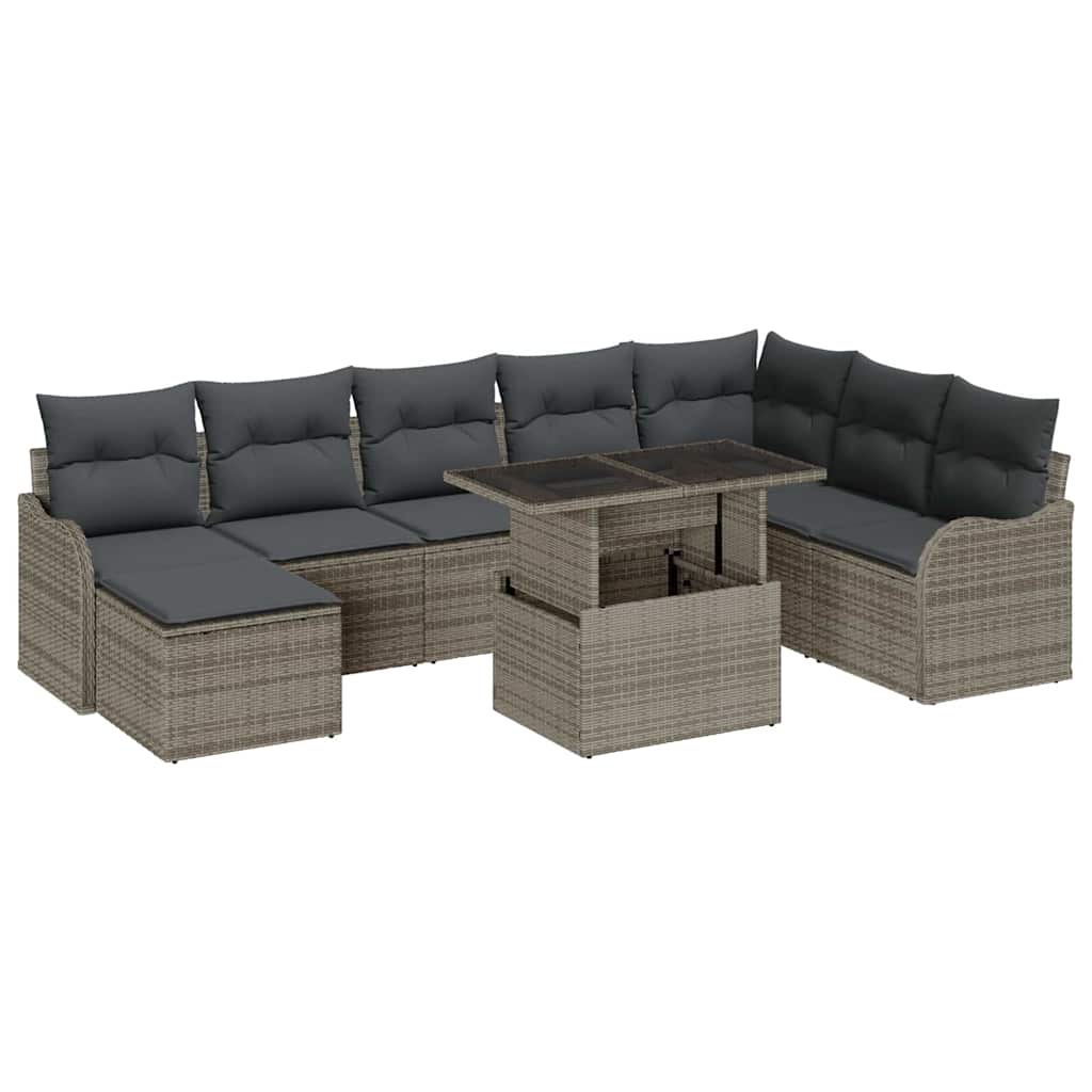 Tuin Sofa Set 9 st Grijs [Synthetisch]: Poly Rattan