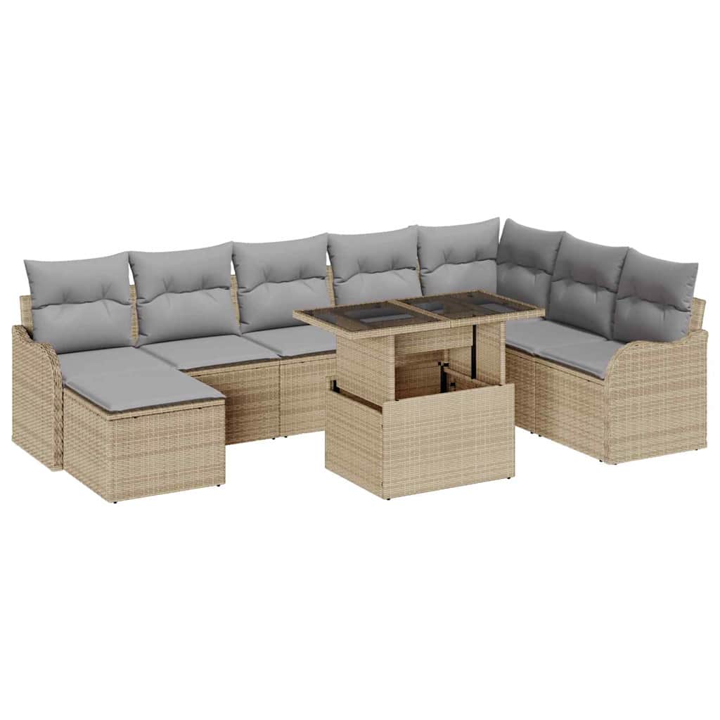 Tuin Sofa Set 9 st Beige [Synthetisch]: Poly Rattan
