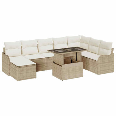 Tuin Sofa Set 9 st Beige [Synthetisch]: Poly Rattan