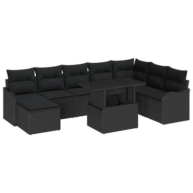 Tuin Sofa Set 9 st Zwart [Synthetisch]: Poly Rattan