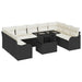 Tuin Sofa Set 10 st 9-Aantal zitplaatsen Zwart Poly Rattan