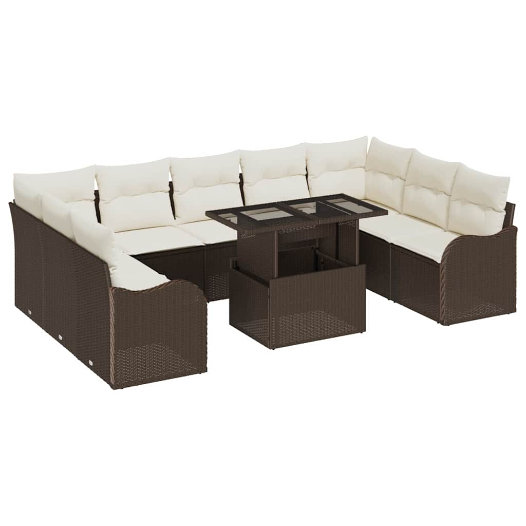 Tuin Sofa Set 10 st 9-Aantal zitplaatsen Bruin Poly Rattan