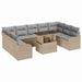 Tuin Sofa Set 10 st 9-Aantal zitplaatsen Beige Poly Rattan