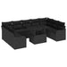 Tuin Sofa Set 10 st 9-Aantal zitplaatsen Zwart Poly Rattan