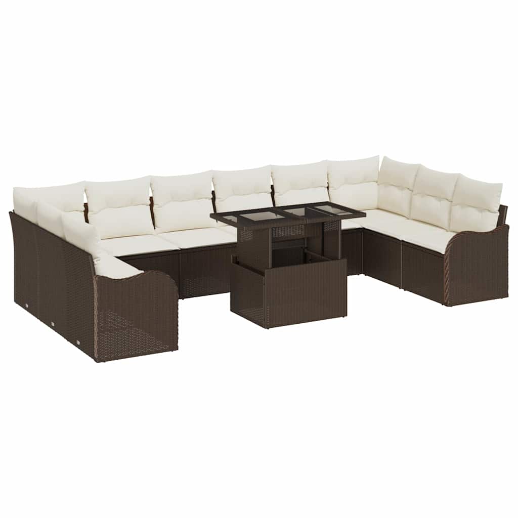 Tuin Sofa Set 11 st 10-Aantal zitplaatsen Bruin Poly Rattan