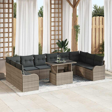 Tuin Sofa Set 11 st 10-Aantal zitplaatsen Grijs Poly Rattan