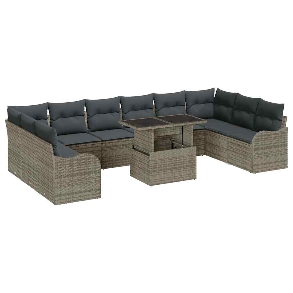 Tuin Sofa Set 11 st 10-Aantal zitplaatsen Grijs Poly Rattan