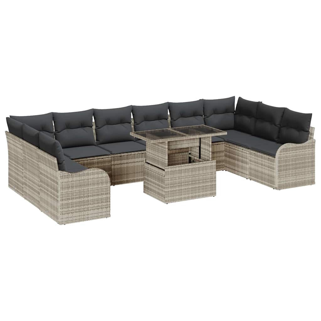 Tuin Sofa Set 11 st 10-Aantal zitplaatsen Lichtgrijs