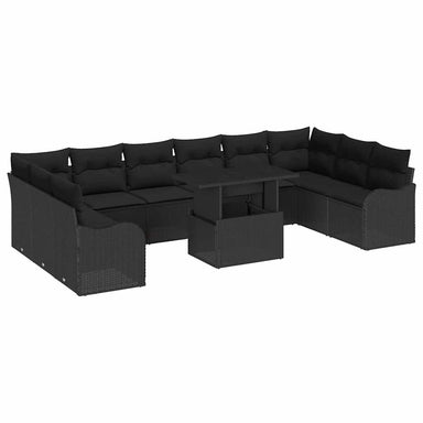 Tuin Sofa Set 11 st 10-Aantal zitplaatsen Zwart Poly Rattan