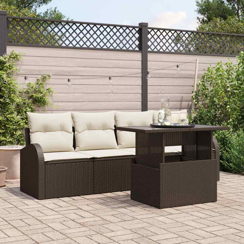 Tuin Sofa Set 5 st Bruin Poly Rattan