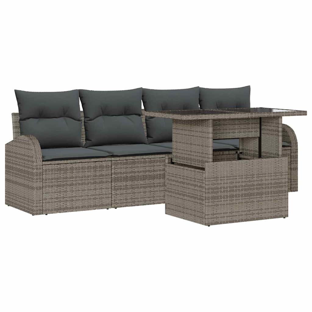 Tuin Sofa Set 5 st Grijs Poly Rattan