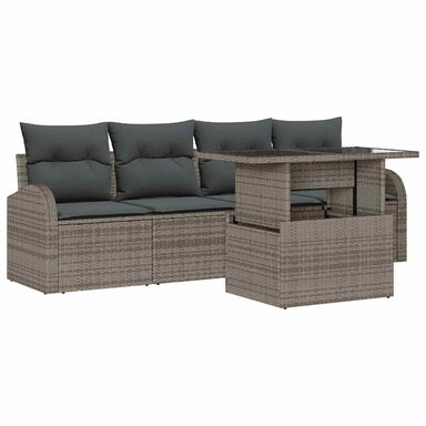 Tuin Sofa Set 5 st Grijs Poly Rattan
