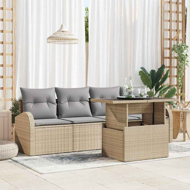 Tuin Sofa Set 5 st Beige Poly Rattan