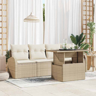 Tuin Sofa Set met kussen met kussen 5 pcs Beige Poly Rattan
