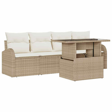 Tuin Sofa Set met kussen met kussen 5 pcs Beige Poly Rattan