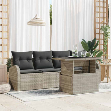Tuin Sofa Set 5 st Lichtgrijs Poly Rattan