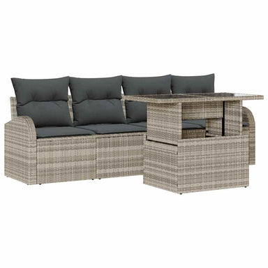 Tuin Sofa Set 5 st Lichtgrijs Poly Rattan