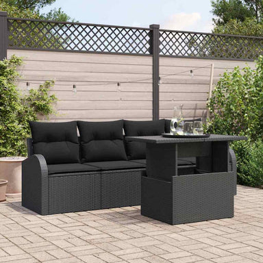 Tuin Sofa Set 5 st Zwart Poly Rattan