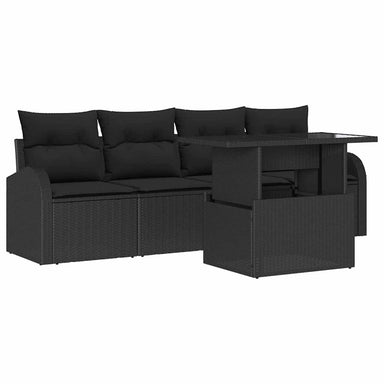 Tuin Sofa Set 5 st Zwart Poly Rattan