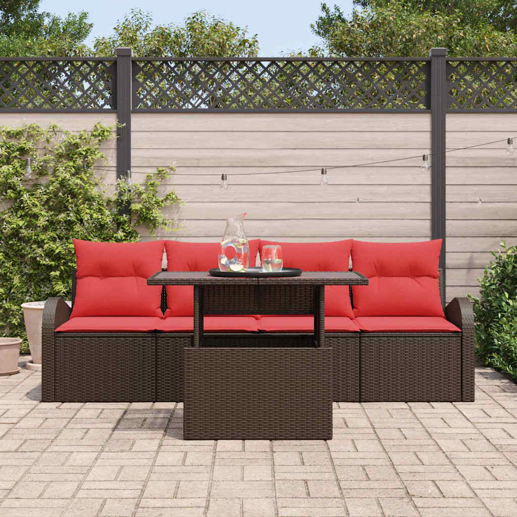 Tuin Sofa Set 5 st Bruin Poly Rattan