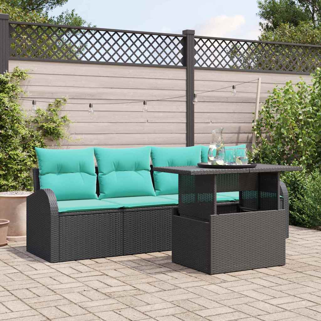 Tuin Sofa Set 5 st Zwart Poly Rattan