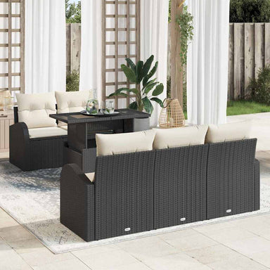 Tuin Sofa Set 6 st Zwart Poly Rattan