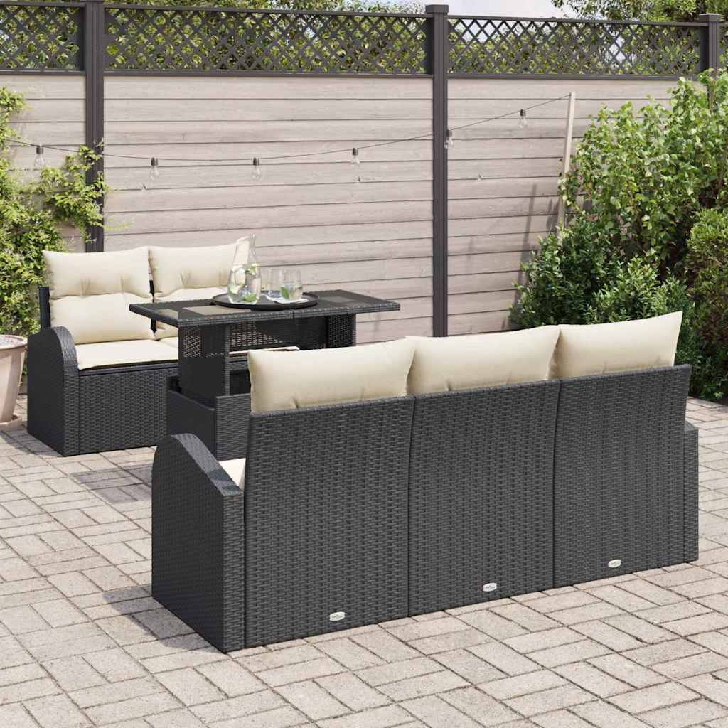 Tuin Sofa Set 6 st Zwart Poly Rattan