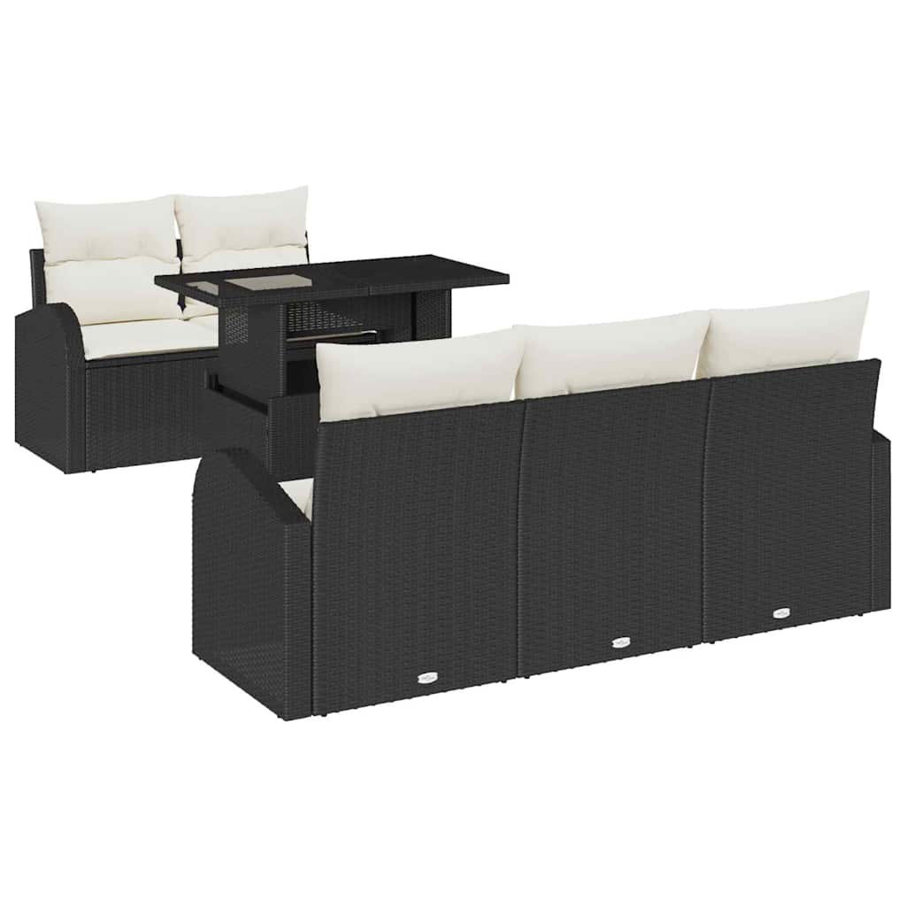 Tuin Sofa Set 6 st Zwart Poly Rattan