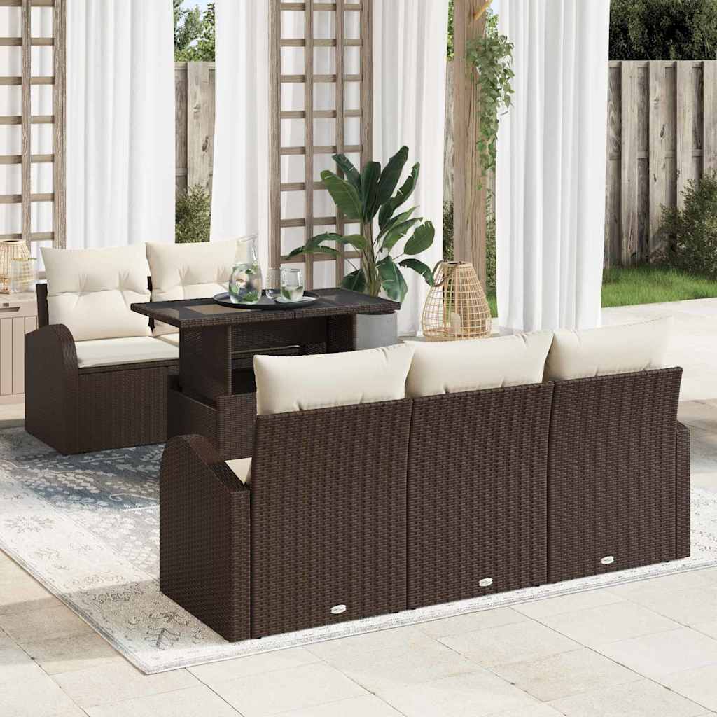 Tuin Sofa Set 6 st Bruin Poly Rattan