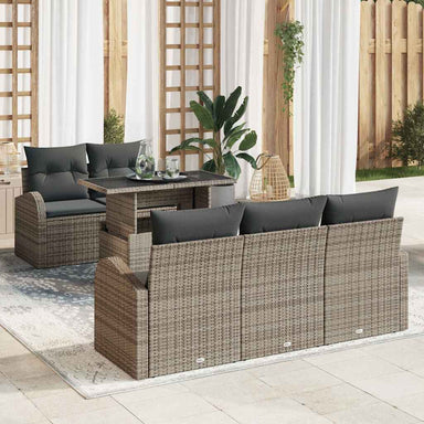 Tuin Sofa Set 6 st Grijs Poly Rattan
