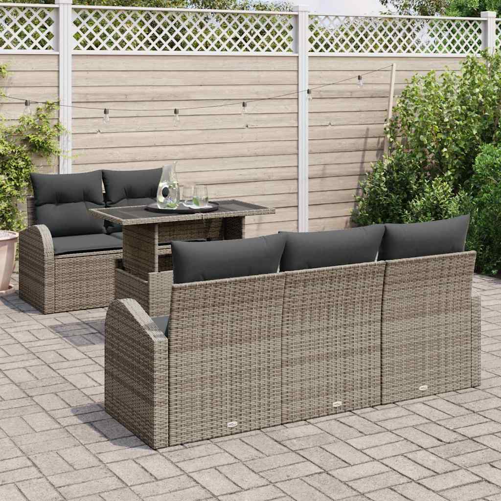 Tuin Sofa Set 6 st Grijs Poly Rattan