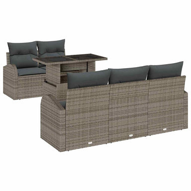 Tuin Sofa Set 6 st Grijs Poly Rattan