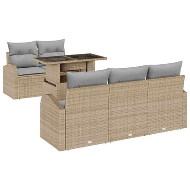Tuin Sofa Set 6 st Beige Poly Rattan