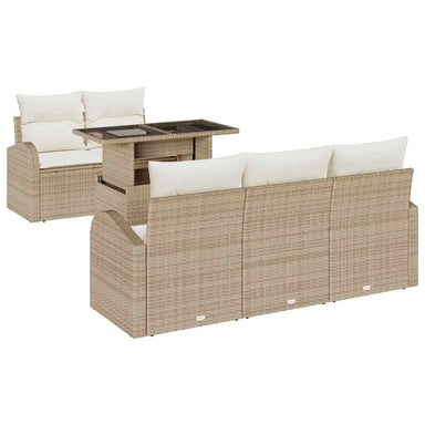 Tuin Sofa Set 6 st Beige Poly Rattan