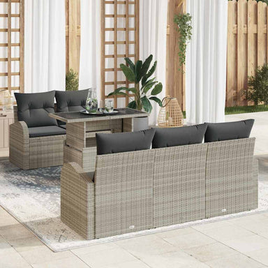 Tuin Sofa Set 6 st Lichtgrijs Poly Rattan