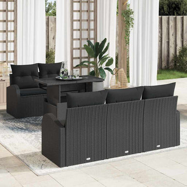 Tuin Sofa Set 6 st Zwart Poly Rattan