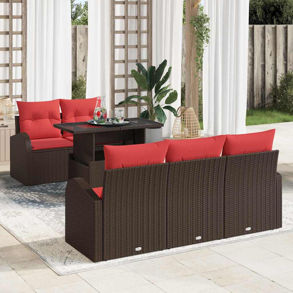Tuin Sofa Set 6 st Bruin Poly Rattan