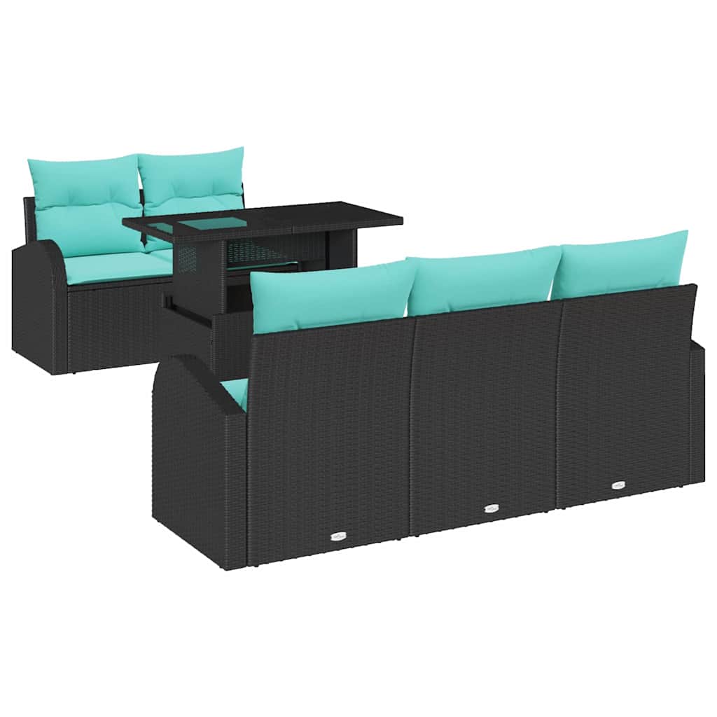 Tuin Sofa Set 6 st Zwart Poly Rattan