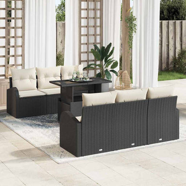 Tuin Sofa Set 7 st Zwart Poly Rattan