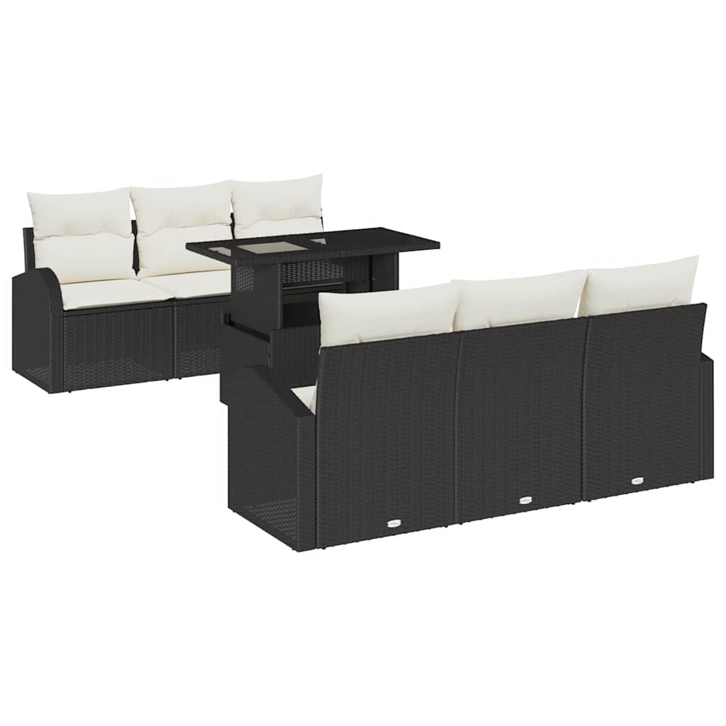 Tuin Sofa Set 7 st Zwart Poly Rattan