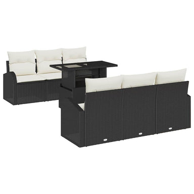 Tuin Sofa Set 7 st Zwart Poly Rattan
