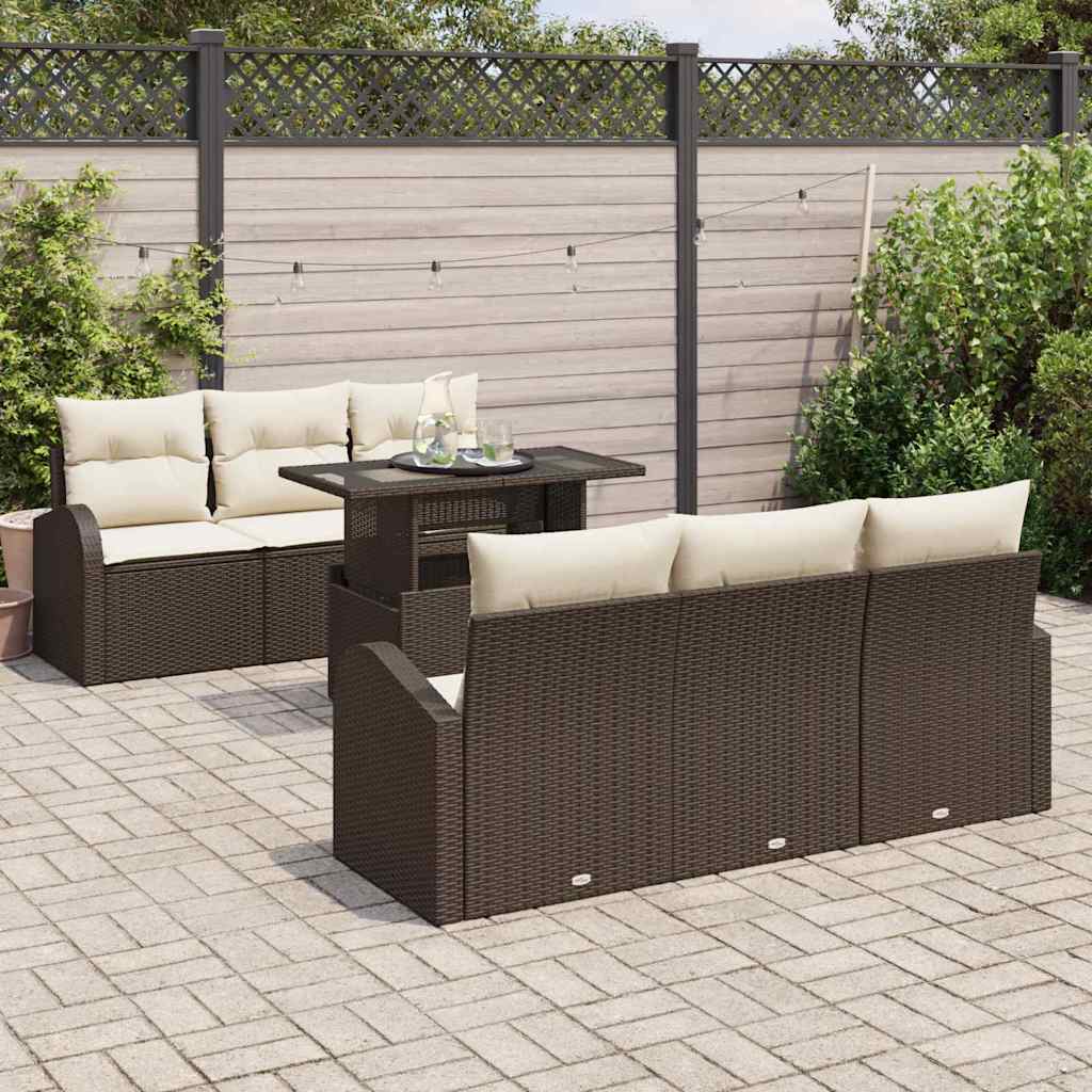 Tuin Sofa Set 7 st Bruin Poly Rattan