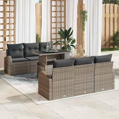 Tuin Sofa Set 7 st Grijs Poly Rattan