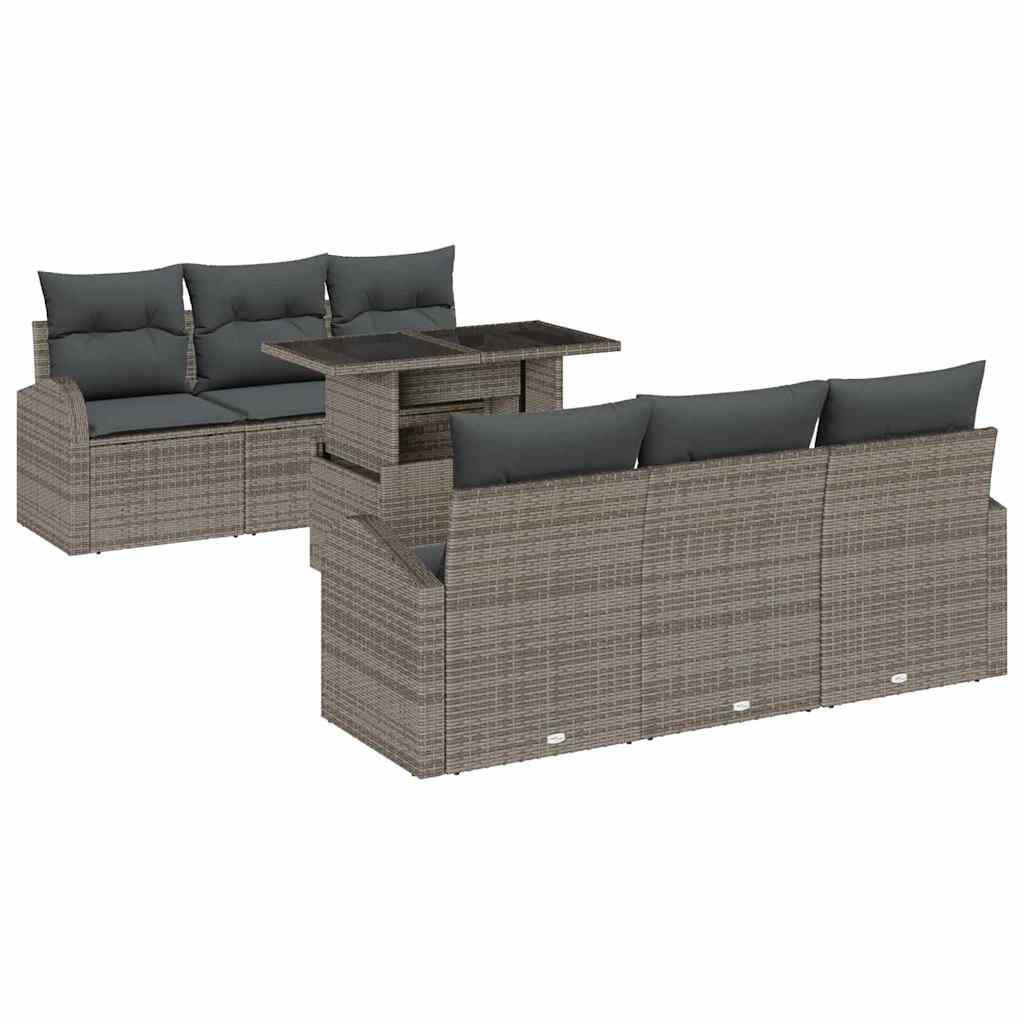 Tuin Sofa Set 7 st Grijs Poly Rattan