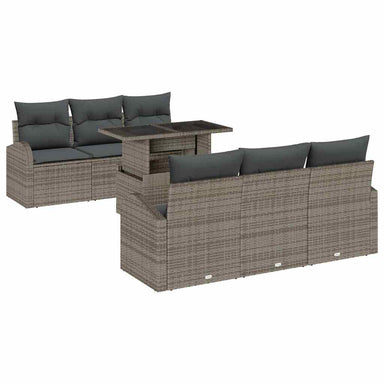 Tuin Sofa Set 7 st Grijs Poly Rattan