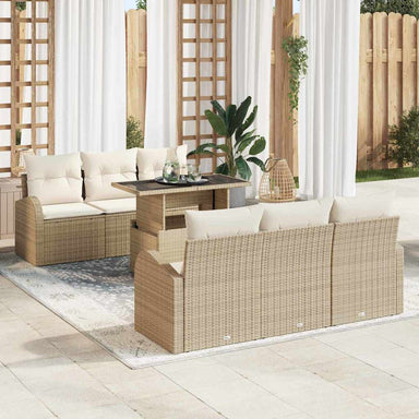 Tuin Sofa Set met kussen met opslag 7 pcs Beige Poly Rattan
