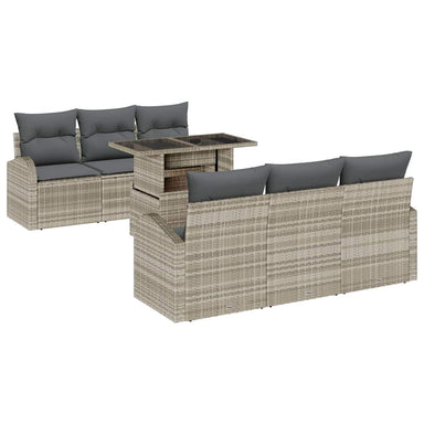 Tuin Sofa Set 7 st Lichtgrijs Poly Rattan