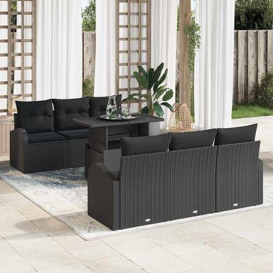 Tuin Sofa Set 7 st Zwart Poly Rattan